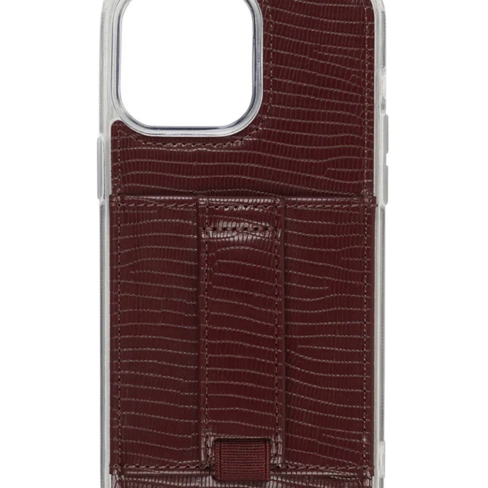 Wallis Burgundy Textured Phone Case with Card Strap